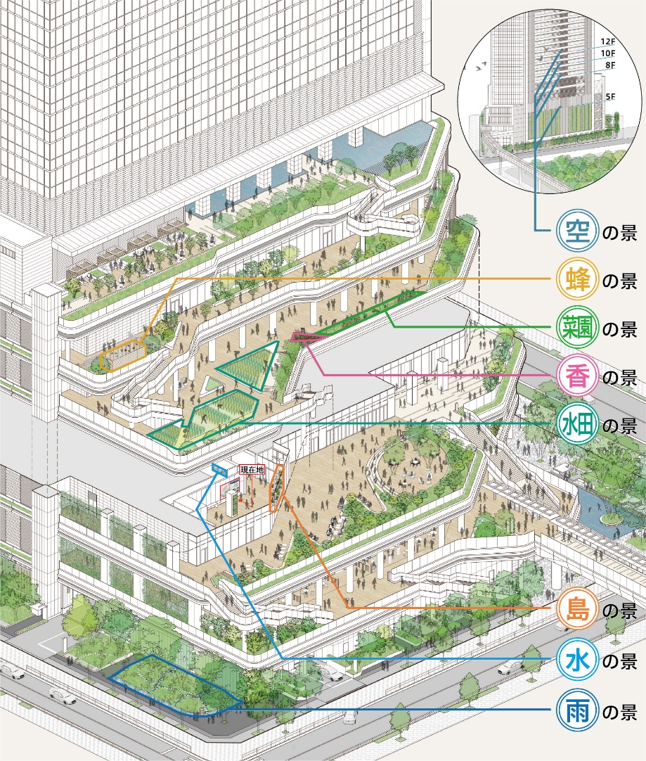 【前編】緑とアクティビティが重層的に繋がるランドスケープ設計事例 （東京ポートシティ竹芝　オフィスタワー ）
